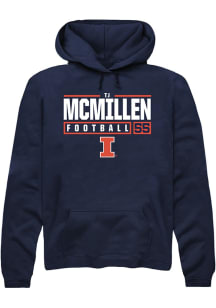 Tj McMillen Rally Mens Navy Blue Illinois Fighting Illini NIL Stacked Box Hooded Sweatshirt