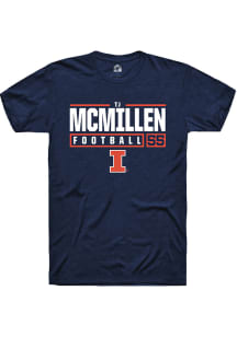 Tj McMillen  Illinois Fighting Illini Navy Blue Rally NIL Stacked Box Short Sleeve T Shirt
