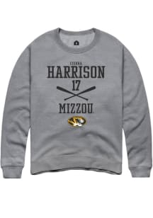 Cierra Harrison  Rally Missouri Tigers Mens Grey NIL Sport Icon Long Sleeve Crew Sweatshirt