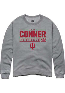 Clay Conner Rally Mens Graphite Indiana Hoosiers NIL Stacked Box Crew Sweatshirt