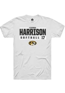 Cierra Harrison  Missouri Tigers White Rally NIL Stacked Box Short Sleeve T Shirt