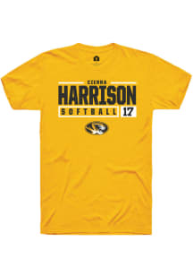 Cierra Harrison  Missouri Tigers Gold Rally NIL Stacked Box Short Sleeve T Shirt