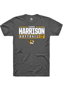 Cierra Harrison  Missouri Tigers Dark Grey Rally NIL Stacked Box Short Sleeve T Shirt