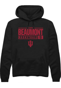 Lenée Beaumont Rally Mens Black Indiana Hoosiers NIL Stacked Box Hooded Sweatshirt