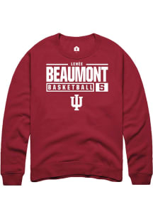 Lenée Beaumont Rally Mens Red Indiana Hoosiers NIL Stacked Box Crew Sweatshirt