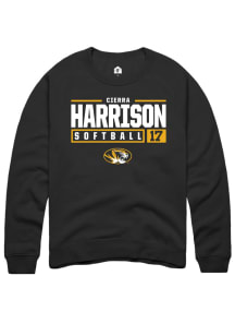 Cierra Harrison  Rally Missouri Tigers Mens Black NIL Stacked Box Long Sleeve Crew Sweatshirt