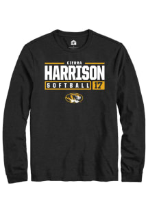 Cierra Harrison  Missouri Tigers Black Rally NIL Stacked Box Long Sleeve T Shirt