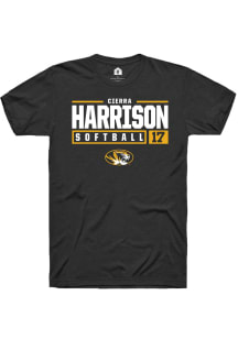 Cierra Harrison  Missouri Tigers Black Rally NIL Stacked Box Short Sleeve T Shirt