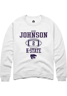 Avery Johnson  Rally K-State Wildcats Mens White NIL Sport Icon Long Sleeve Crew Sweatshirt