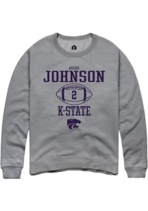Avery Johnson  Rally K-State Wildcats Mens Grey NIL Sport Icon Long Sleeve Crew Sweatshirt