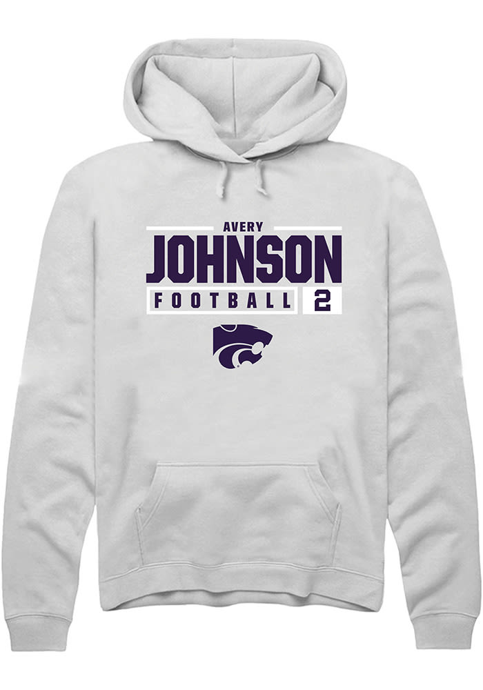 Avery Johnson Rally K-State Wildcats Mens White NIL Stacked Box Long Sleeve Hoodie