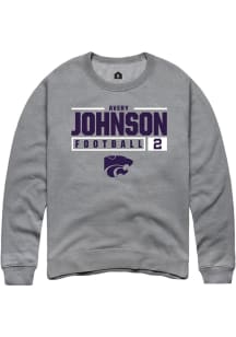 Avery Johnson  Rally K-State Wildcats Mens Grey NIL Stacked Box Long Sleeve Crew Sweatshirt