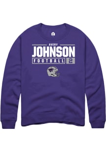 Avery Johnson  Rally K-State Wildcats Mens Purple NIL Stacked Box Long Sleeve Crew Sweatshirt
