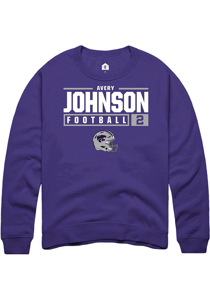 Avery Johnson Rally K-State Wildcats Mens Purple NIL Stacked Box Long Sleeve Crew Sweatshirt