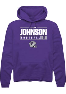 Avery Johnson  Rally K-State Wildcats Mens Purple NIL Stacked Box Long Sleeve Hoodie