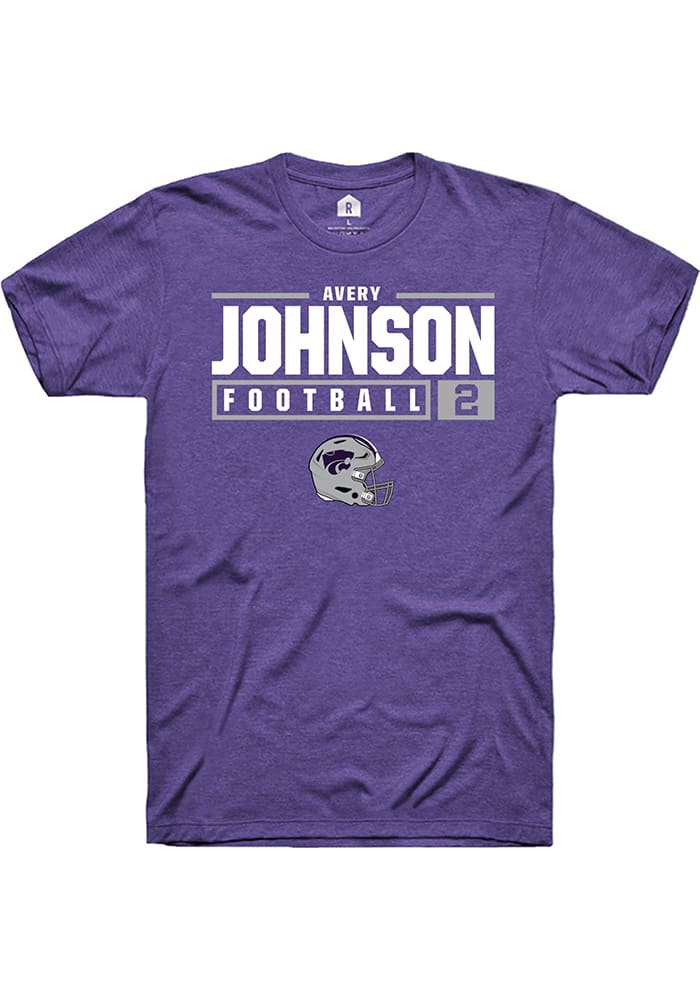Avery Johnson K-State Wildcats Purple Rally NIL Stacked Box Short Sleeve T Shirt
