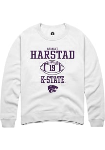 Garrett Harstad Rally Mens White K-State Wildcats NIL Sport Icon Crew Sweatshirt