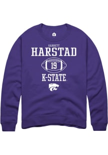 Garrett Harstad Rally Mens Purple K-State Wildcats NIL Sport Icon Crew Sweatshirt