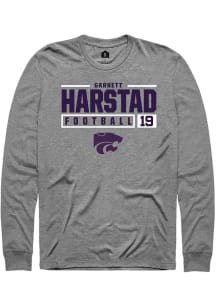 Garrett Harstad Rally Mens Graphite K-State Wildcats NIL Stacked Box Tee