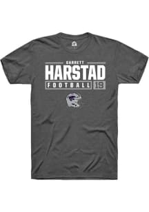 Garrett Harstad Dark Grey K-State Wildcats NIL Stacked Box Short Sleeve T Shirt