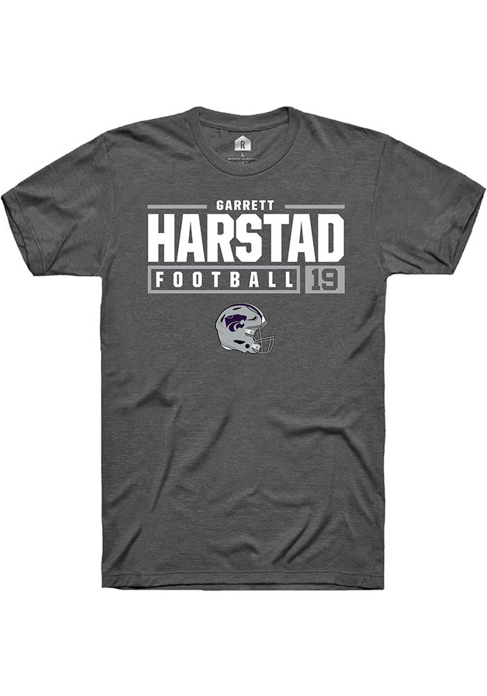 Garrett Harstad K-State Wildcats Grey Rally NIL Stacked Box Short Sleeve T Shirt