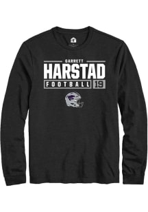 Garrett Harstad Rally Mens Black K-State Wildcats NIL Stacked Box Tee