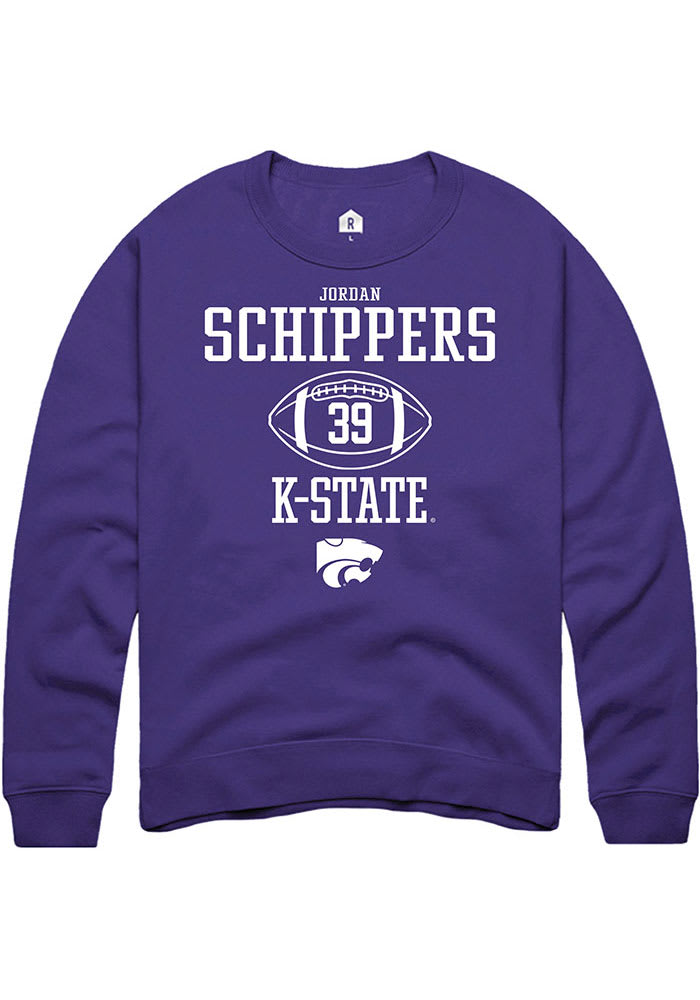 Jordan Schippers Rally K-State Wildcats Mens Purple NIL Sport Icon Long Sleeve Crew Sweatshirt