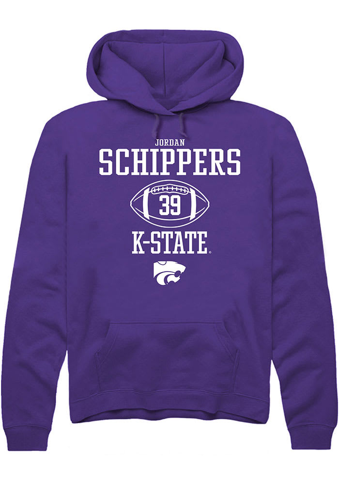 Jordan Schippers Rally K-State Wildcats Mens Purple NIL Sport Icon Long Sleeve Hoodie