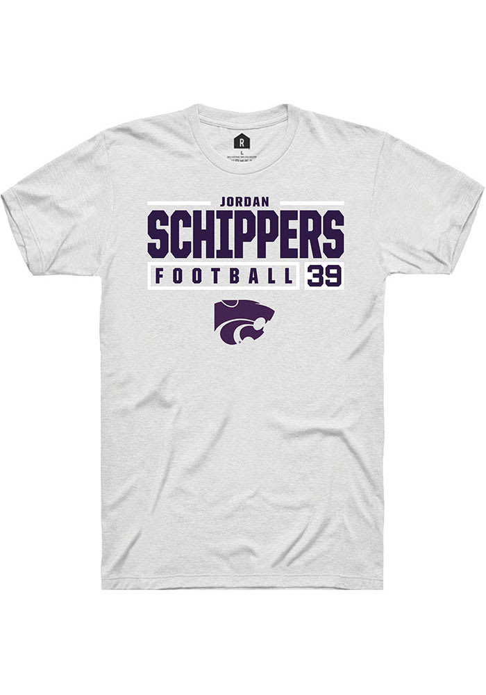 Jordan Schippers K-State Wildcats White Rally NIL Stacked Box Short Sleeve T Shirt