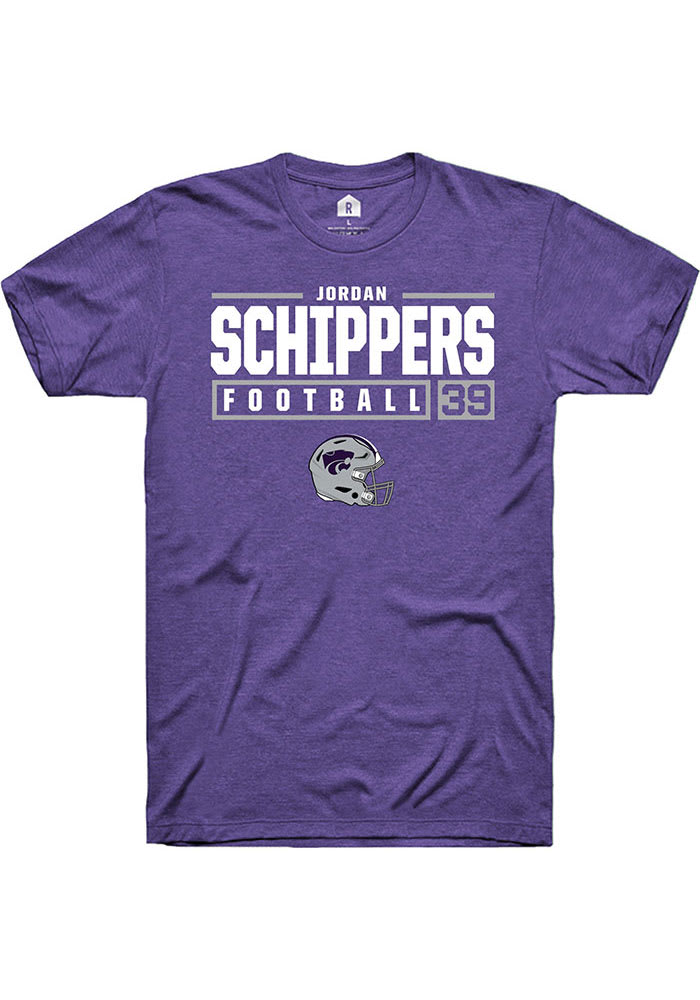 Jordan Schippers K-State Wildcats Purple Rally NIL Stacked Box Short Sleeve T Shirt