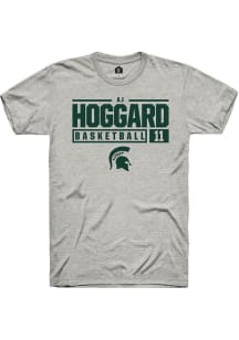 AJ Hoggard  Michigan State Spartans Ash Rally NIL Stacked Box Short Sleeve T Shirt