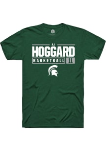 AJ Hoggard  Michigan State Spartans Green Rally NIL Stacked Box Short Sleeve T Shirt