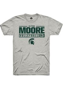 Aliyah Moore  Michigan State Spartans Ash Rally NIL Stacked Box Short Sleeve T Shirt