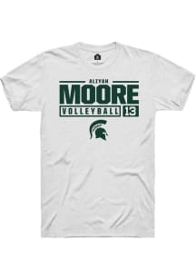 Aliyah Moore  Michigan State Spartans White Rally NIL Stacked Box Short Sleeve T Shirt