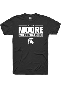 Aliyah Moore  Michigan State Spartans Black Rally NIL Stacked Box Short Sleeve T Shirt