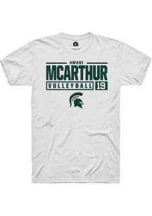 Amani McArthur  Michigan State Spartans White Rally NIL Stacked Box Short Sleeve T Shirt