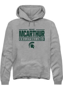 Amani McArthur  Rally Michigan State Spartans Mens Grey NIL Stacked Box Long Sleeve Hoodie