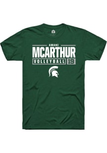 Amani McArthur  Michigan State Spartans Green Rally NIL Stacked Box Short Sleeve T Shirt
