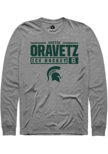 Austin Oravetz  Michigan State Spartans Graphite Rally NIL Stacked Box Long Sleeve T Shirt