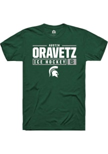 Austin Oravetz  Michigan State Spartans Green Rally NIL Stacked Box Short Sleeve T Shirt
