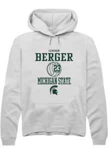 Cameron Berger Rally Mens White Michigan State Spartans NIL Sport Icon Hooded Sweatshirt