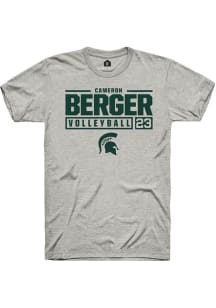 Cameron Berger Ash Michigan State Spartans NIL Stacked Box Short Sleeve T Shirt