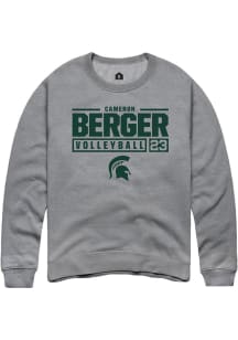 Cameron Berger Rally Mens Graphite Michigan State Spartans NIL Stacked Box Crew Sweatshirt