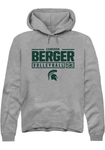 Cameron Berger Rally Mens Graphite Michigan State Spartans NIL Stacked Box Hooded Sweatshirt