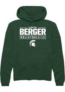 Cameron Berger Rally Mens Green Michigan State Spartans NIL Stacked Box Hooded Sweatshirt