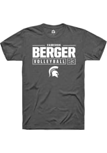 Cameron Berger Dark Grey Michigan State Spartans NIL Stacked Box Short Sleeve T Shirt