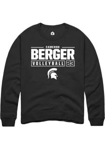 Cameron Berger Rally Mens Black Michigan State Spartans NIL Stacked Box Crew Sweatshirt