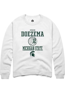 Evelyn Doezema Rally Mens White Michigan State Spartans NIL Sport Icon Crew Sweatshirt