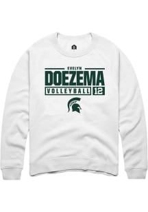 Evelyn Doezema Rally Mens White Michigan State Spartans NIL Stacked Box Crew Sweatshirt