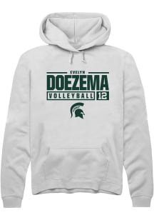 Evelyn Doezema Rally Mens White Michigan State Spartans NIL Stacked Box Hooded Sweatshirt